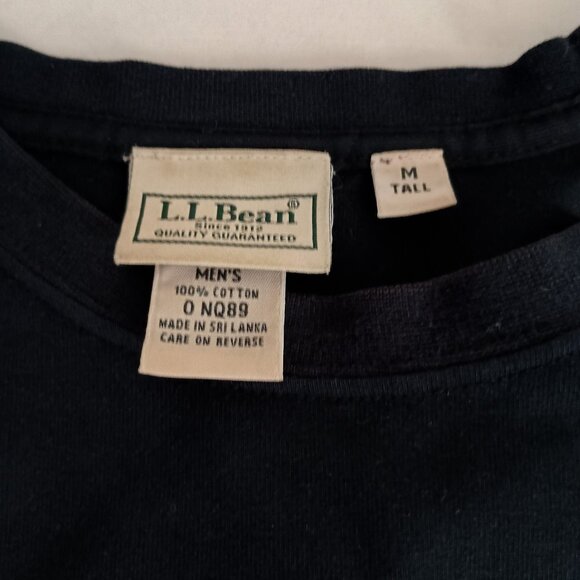 LL Bean Navy Blue Long Sleeve with Pocket Cotton T-Shirt Blue Men’s Size M Tall - Picture 4 of 14